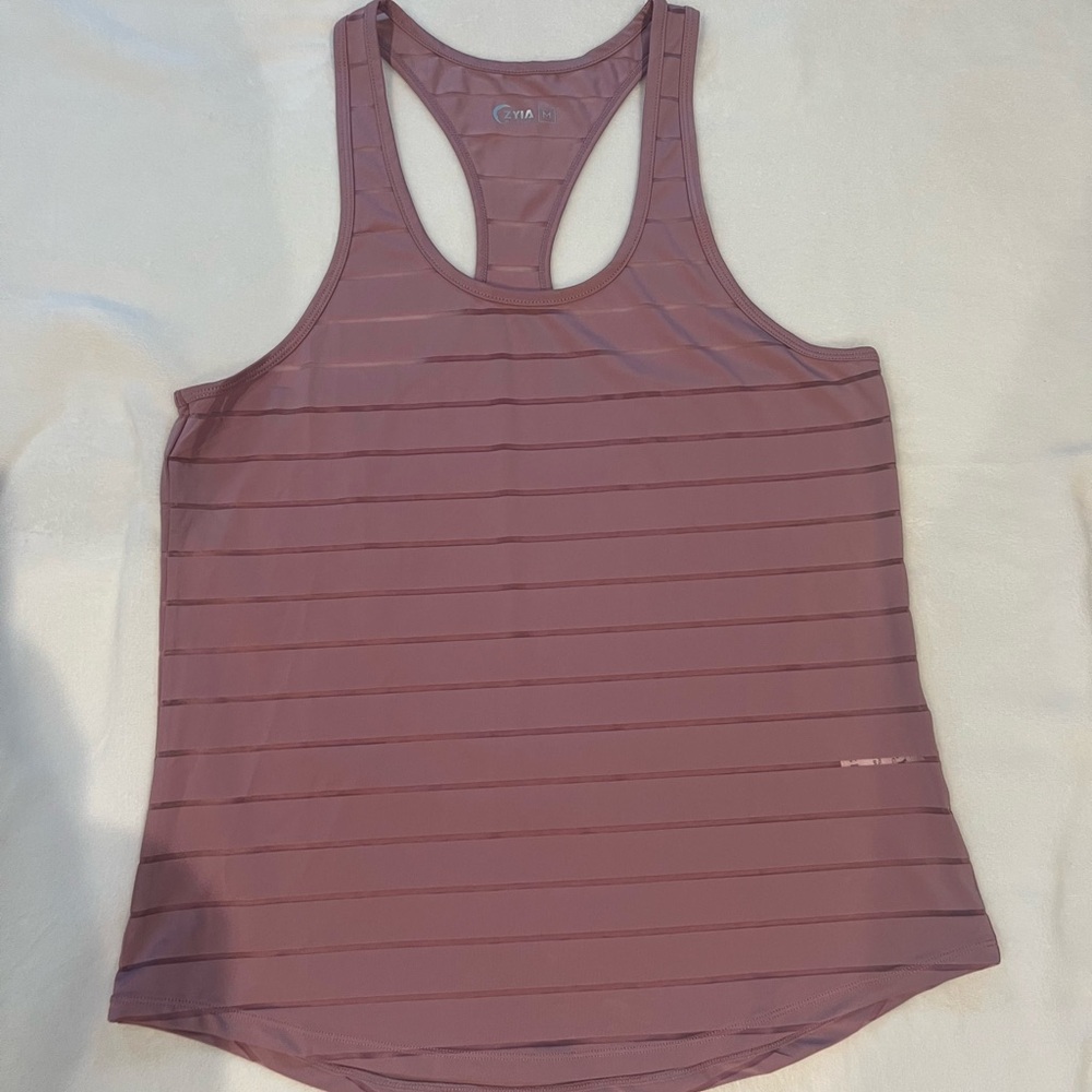 ZYIA Mauve Striped Racerback Tank